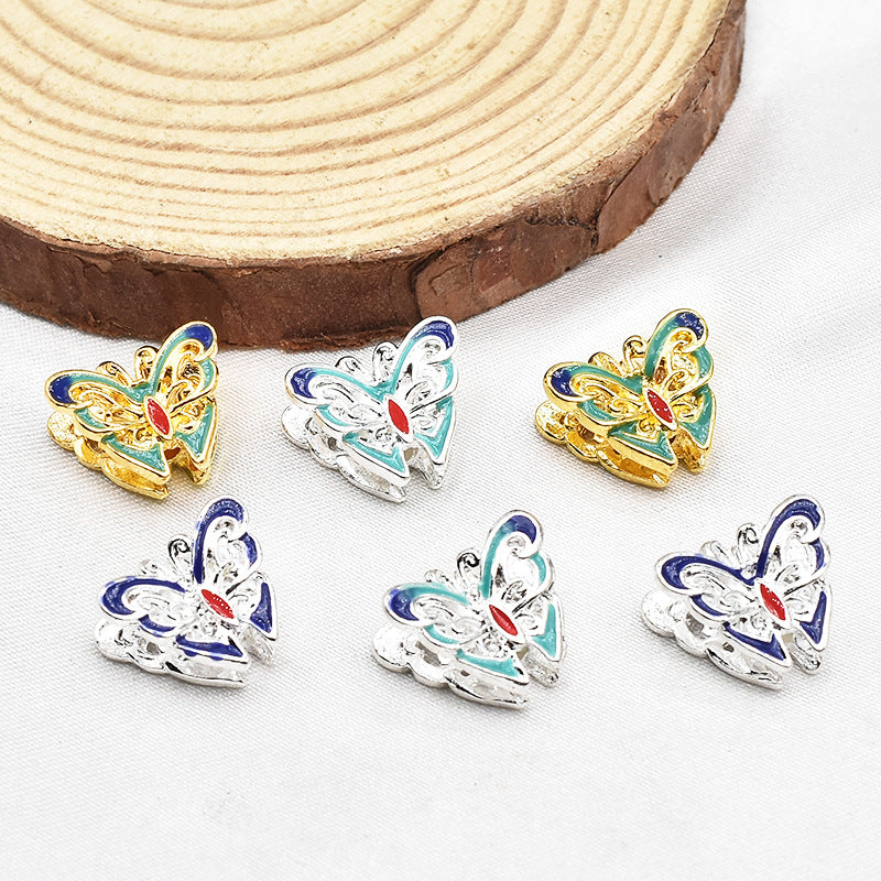 Butterfly Metal Beads 14mm Double Layer Cloisonne Enamel 20pcs