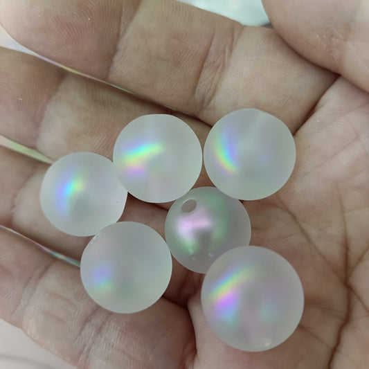 Matte Iridescent Mermaid Acrylic Round Beads 16mm 100pcs 2