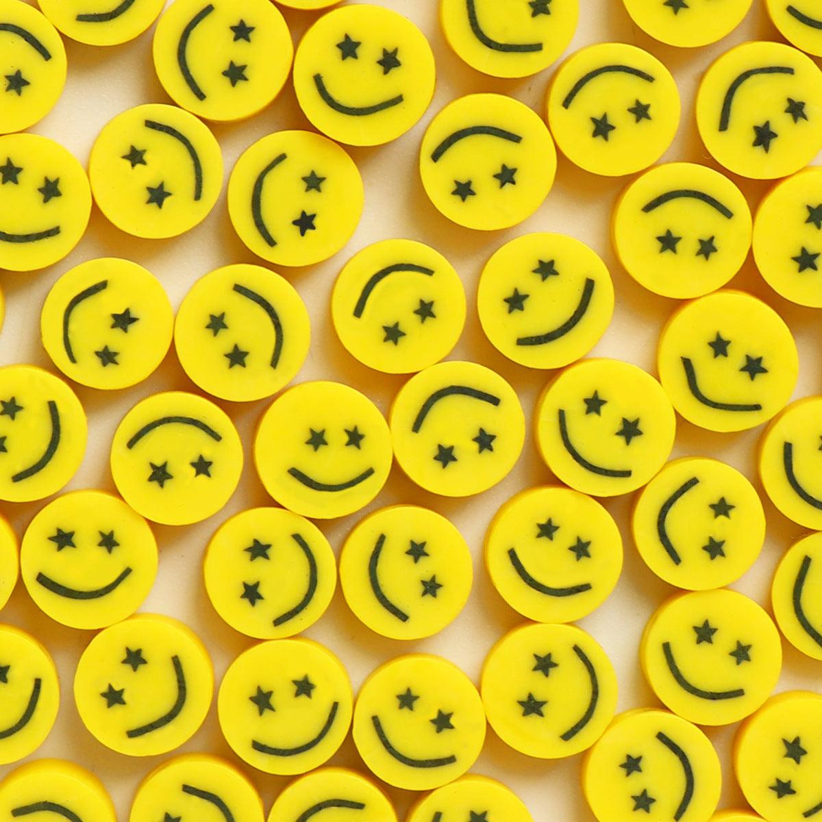 Flat Clay Beads 10mm Yellow Smiley Face Polymer 200pcs 6