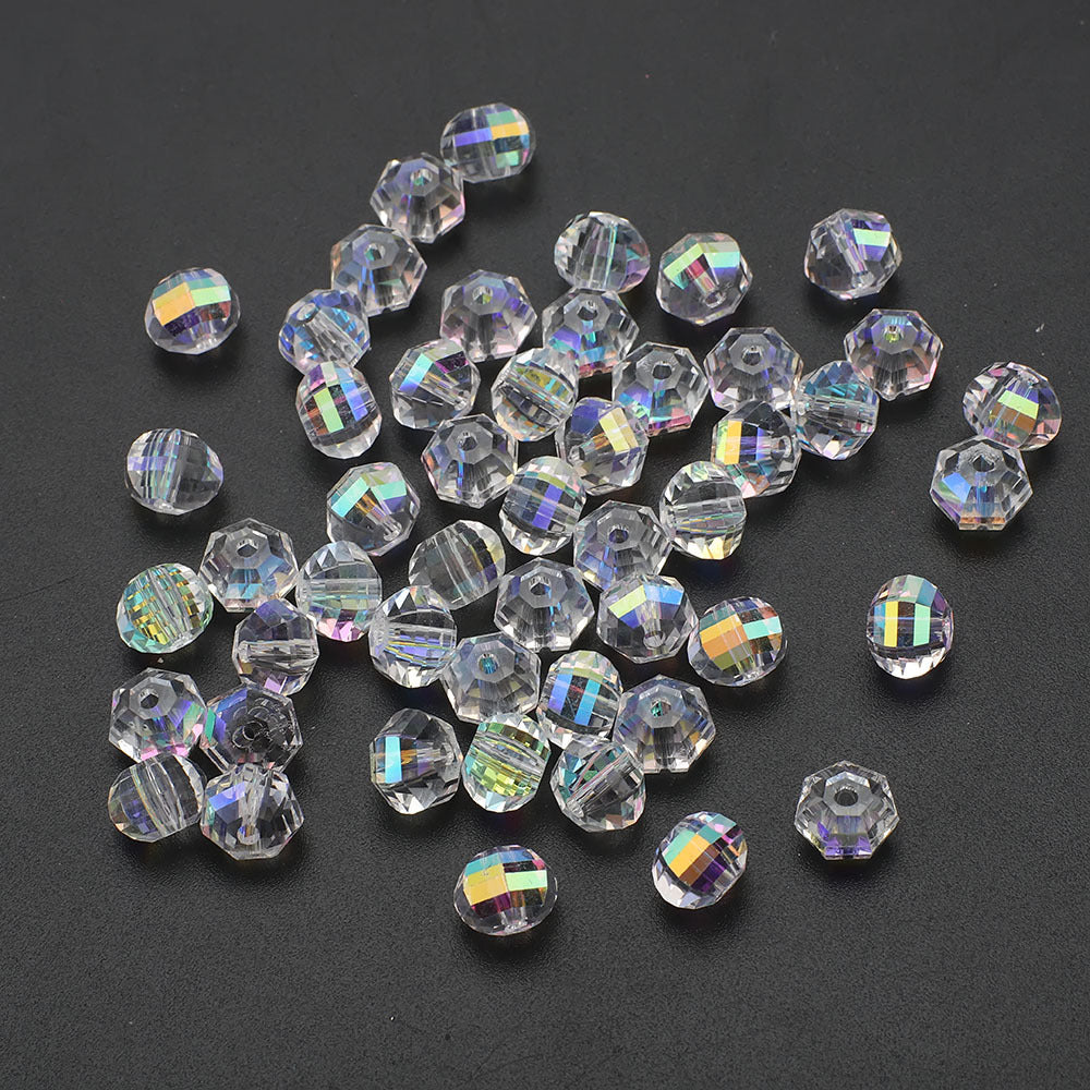 Faceted Glass Beads 8mm Watermelon Electroplated Iridescent 30pcs 11