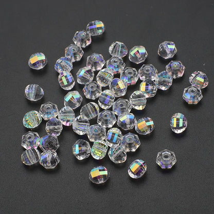 Faceted Glass Beads 8mm Watermelon Electroplated Iridescent 30pcs 11