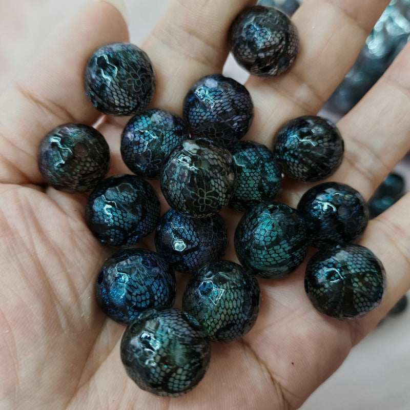 Black Faceted Lace Pattern Acrylic Beads 16mm 100pcs 2