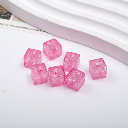 Transparent Square Acrylic Beads 7mm Crackle Texture 200pcs 5
