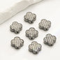 Four-Leaf Clover Rhinestone Beads 16mm Alloy Pave 10pcs 7