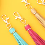 PU Leather Tassel Keychain with Gold Electroplated Hardware 4