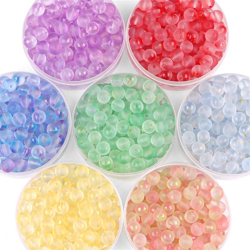 Transparent Frosted Glass Beads 8mm Delicate Gold Flecks 50pcs 3