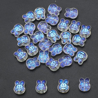 Plating Bunny Head Glass Beads 12mm Iridescent 30pcs 20