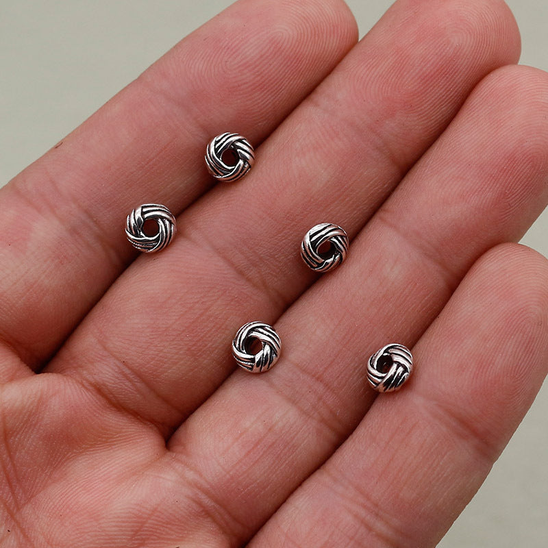 Alloy Oval Spacer Beads 6mm Woven Immitation Tibetan Antique Silver 100pcs 3