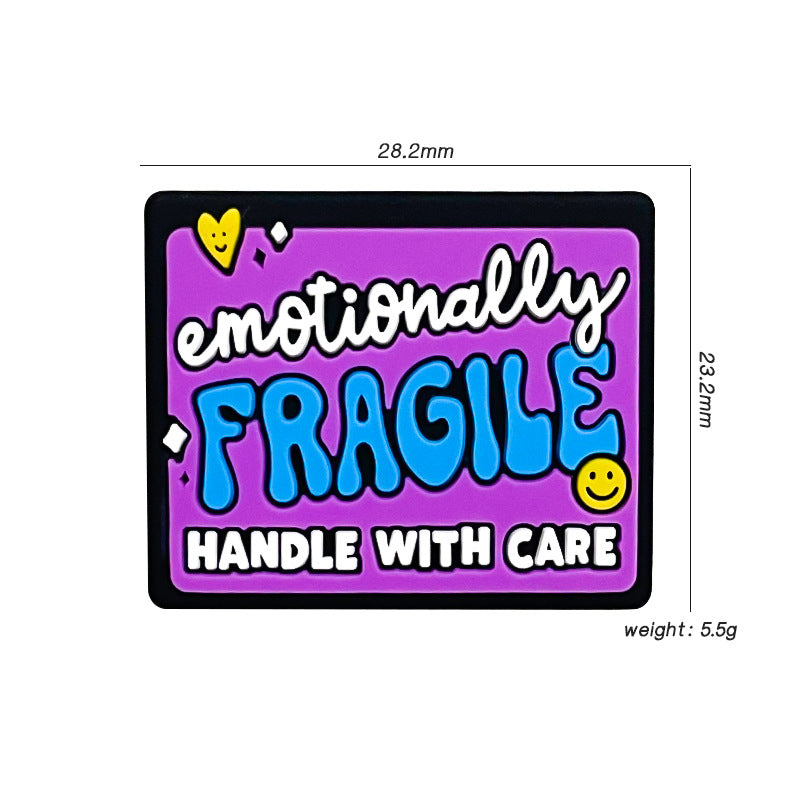 Silicone Focal Beads English Short Sentences Emotionally Fragile Rectangle 20pcs 2