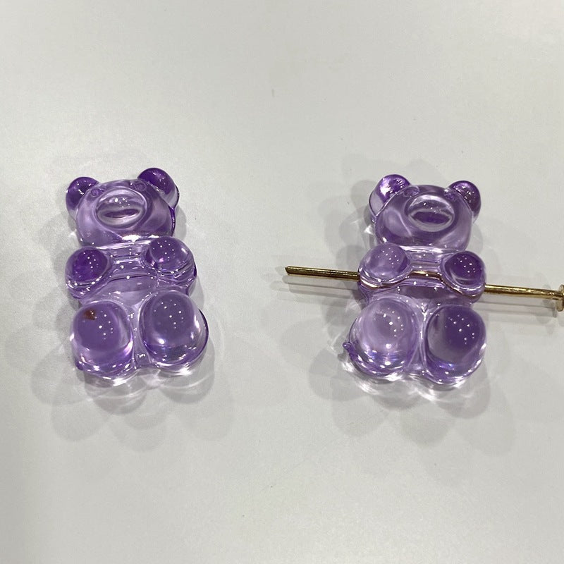 Clear Candy Colored Teddy Bear Acrylic Beads 12x18mm 10pcs 22