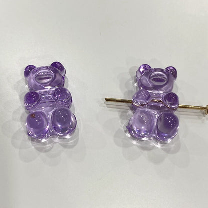 Clear Candy Colored Teddy Bear Acrylic Beads 12x18mm 10pcs 22