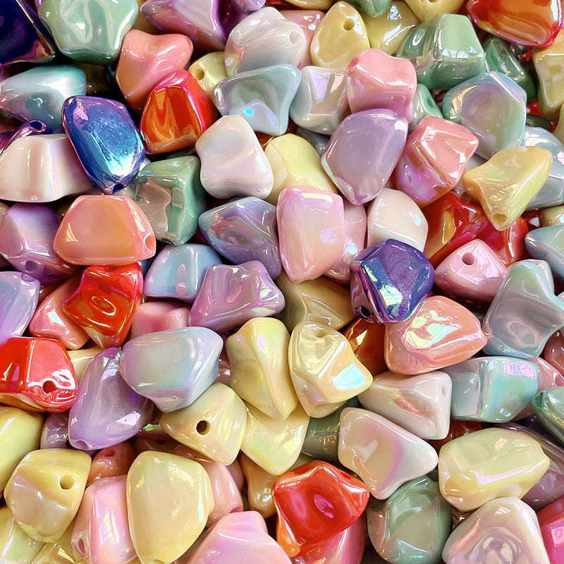 Plating Irregular Trapezoid Acrylic Beads 24mm Colorful Glossy 50pcs