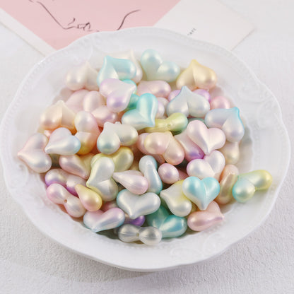 Matte Gradient Heart Acrylic Beads 23mm Imitation Pearl 100pcs 5