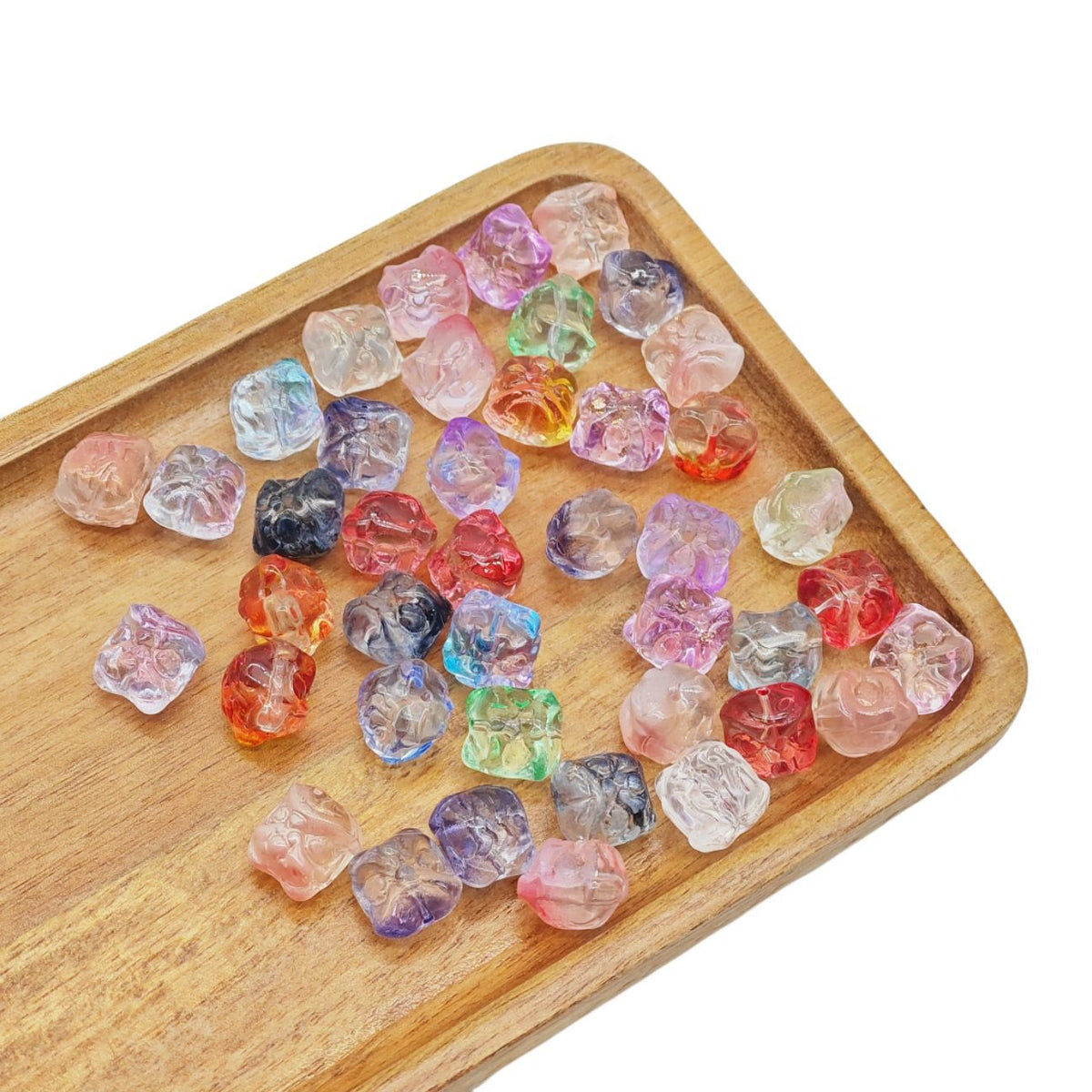 Frosted Lion Face Glass Beads 11mm Pastel Colors 25pcs 5