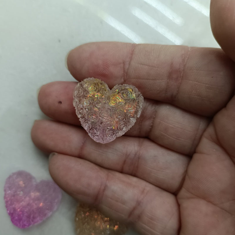 Gradient Floral Heart Acrylic Beads 25mm Pastel Colors 50pcs 8
