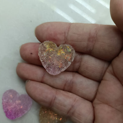 Gradient Floral Heart Acrylic Beads 25mm Pastel Colors 50pcs 8