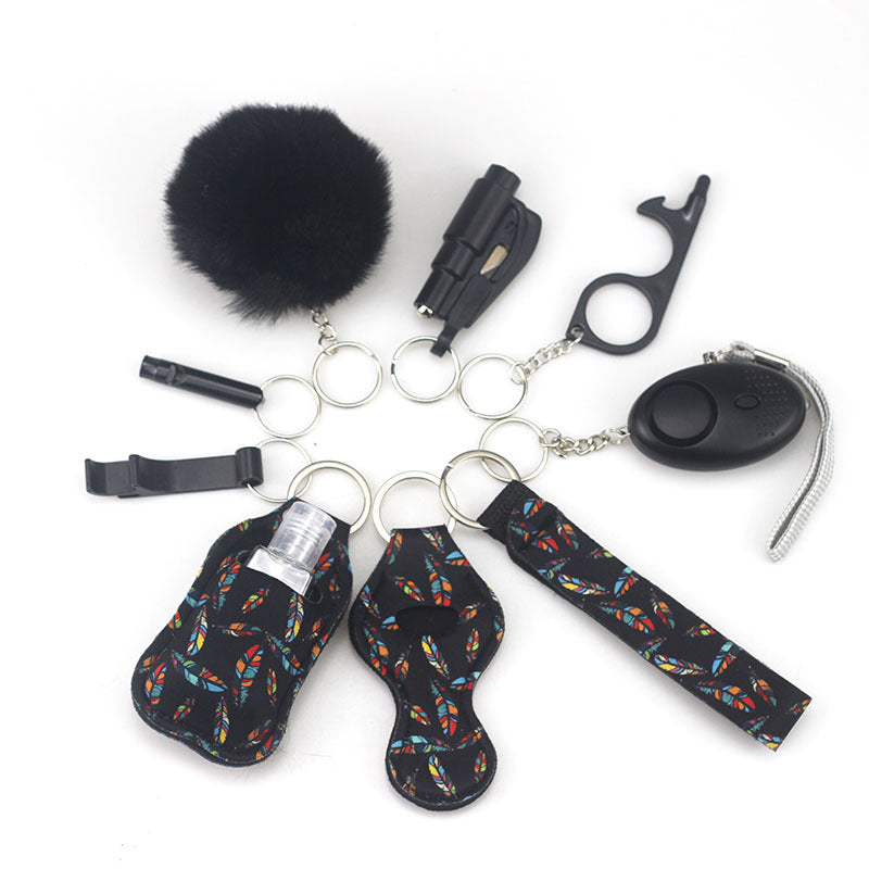Self Defense Alarm Pompom Keychain Outdoor Safety 10 Pack 38