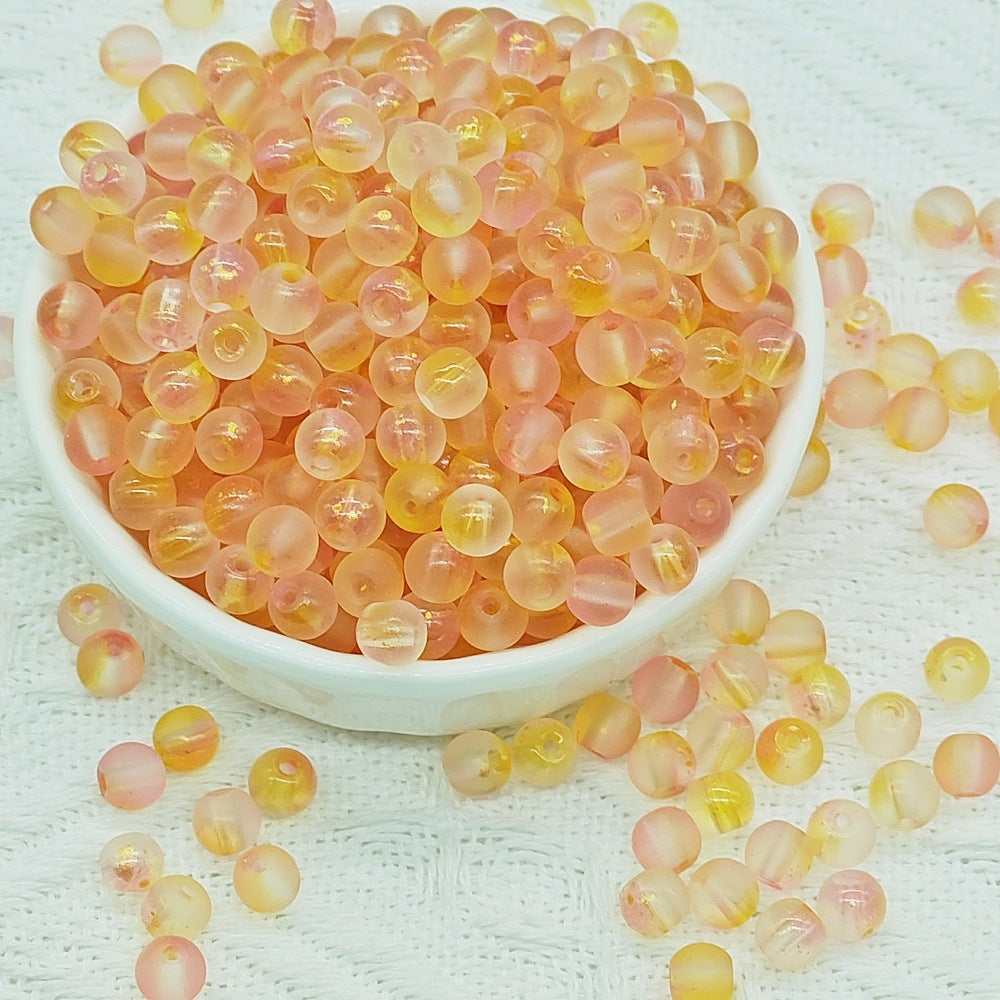 Frosted Round Glass Beads 6mm Colorful Speckled Matte Finish 50pcs 33