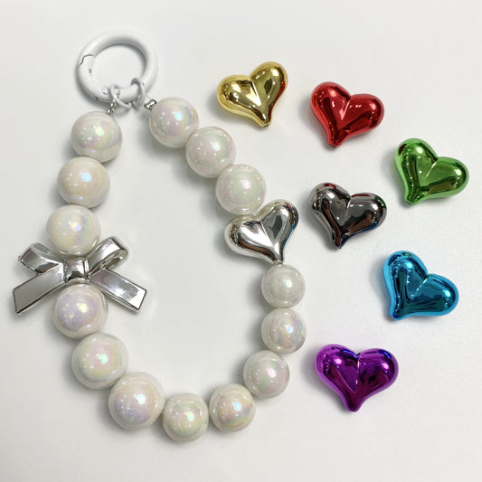 UV Plating Heart Acrylic Beads 22mm Metallic Colorful 20pcs