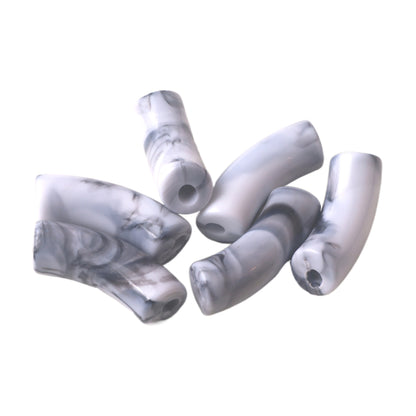 Halo Elbow Tube Acrylic Beads 36mm Glossy Curved Mixed Colors 50pcs 9