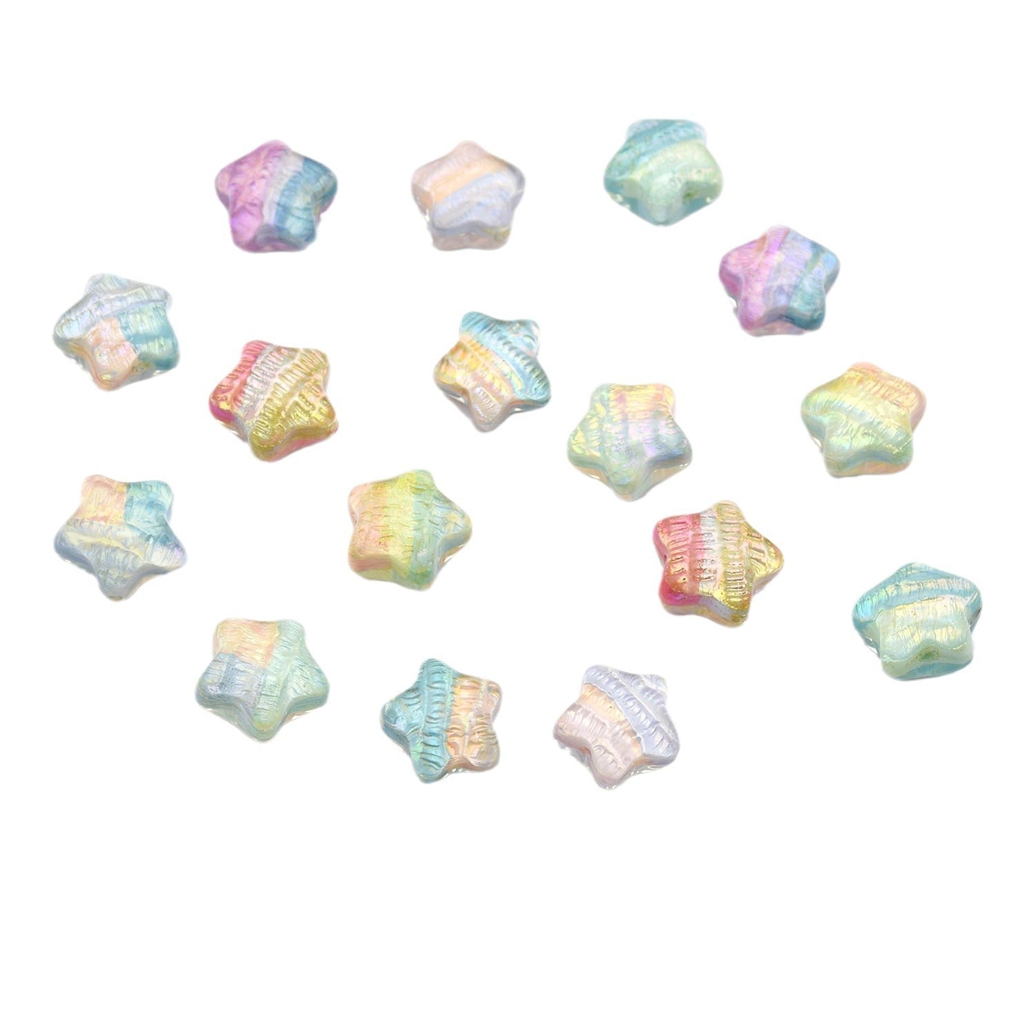 Oil Painting Star Resin Beads 19mm Iridescent Pastel 1pc 5
