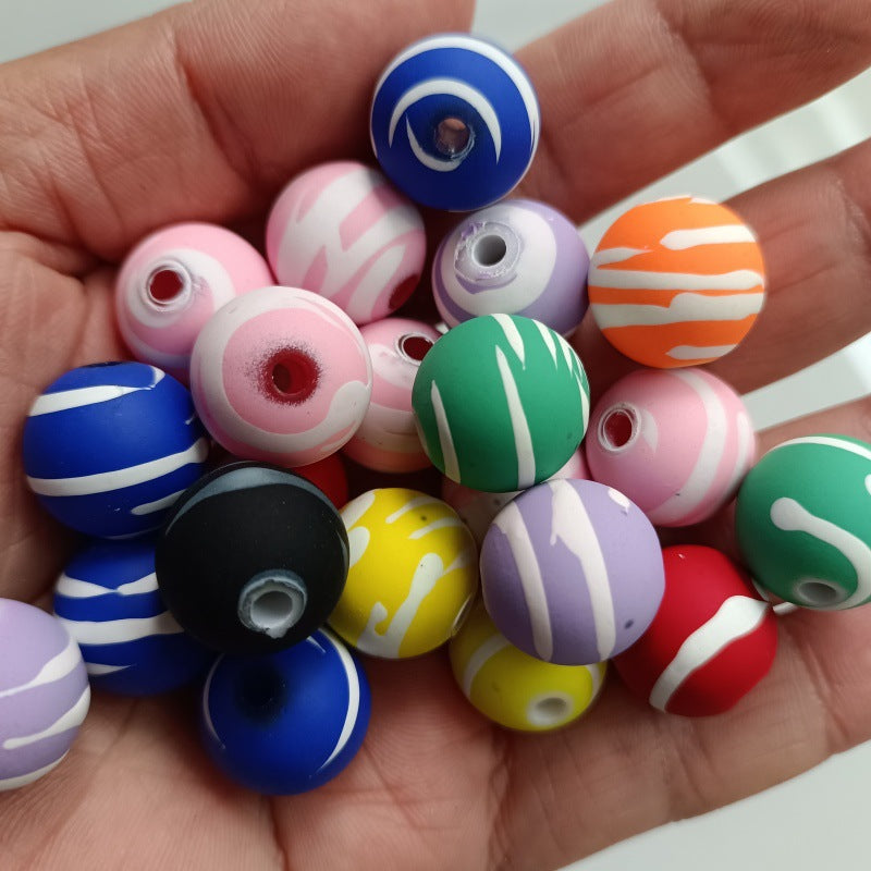 Rubberized Texture Swirl Pattern Acrylic Beads 16mm Mixed Colors 100pcs 2