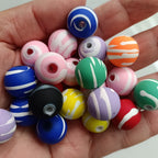 Rubberized Texture Swirl Pattern Acrylic Beads 16mm Mixed Colors 100pcs 2