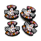 Silicone Focal Beads Happy Halloween Ghost Hippie Checkerboard 20pcs 2