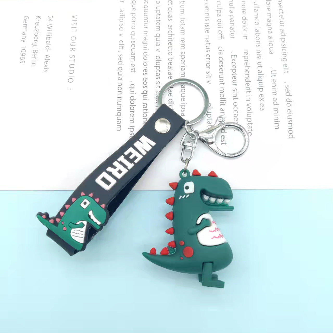 PVC Dinosaur Keychain Colorful Cartoon Dino Design 8