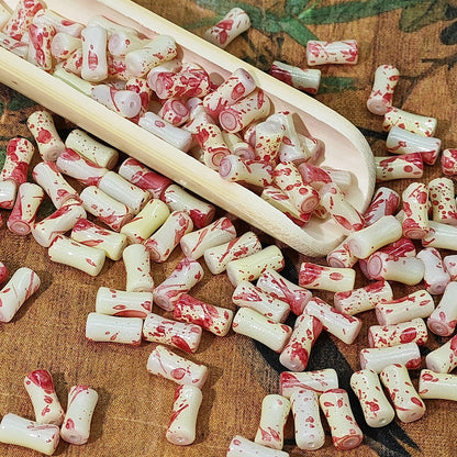 Painted Bamboo Tube Glass Beads 6X12mm Marbled Earth Tone 50pcs 15