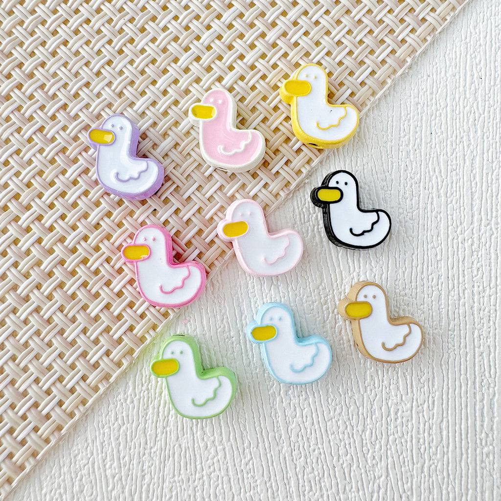 Baking Painted Duck and Strawberry Cake Metal Beads 13/10mm 20pcs 24