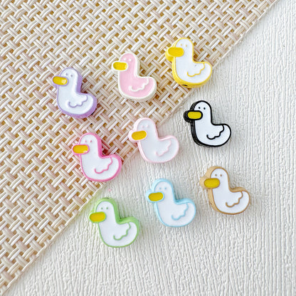 Baking Painted Duck and Strawberry Cake Metal Beads 13/10mm 20pcs 24