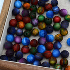 Matte Coloring Striped Resin Beads 10mm Round Mixed Colors 100pcs 3