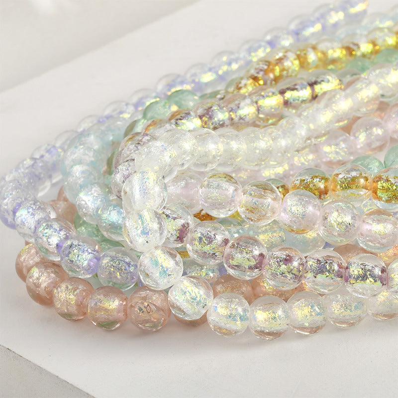 Lampwork Glass Beads Iridescent Silver Foil Filled 10mm 10pcs 3