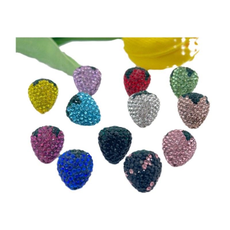Strawberry Polymer Rhinestone Beads 17mm Colorful Mixed 10pcs 5