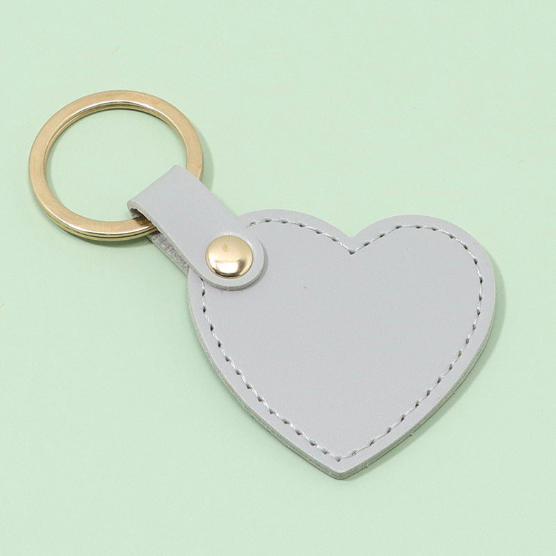 Leather Heart Shaped Keychain Soft Pastel Colors Stylish 8