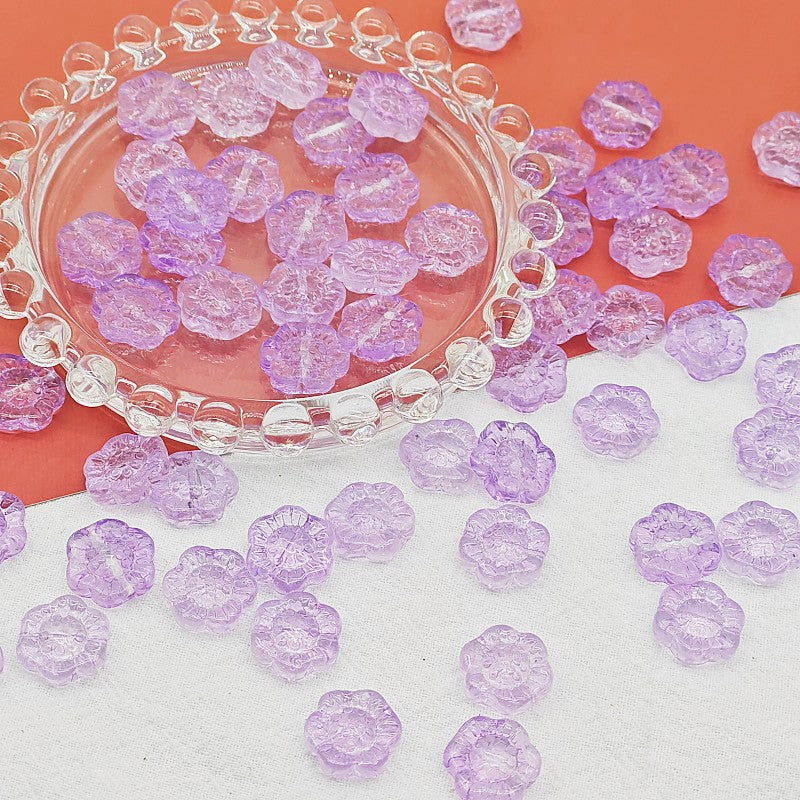 Sunflower Glass Beads 14mm Translucent Mixed Colors 25pcs 13