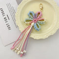 Crochet Flower Keychain Variegated Cotton Cord Pearl Tassels 24cm 6