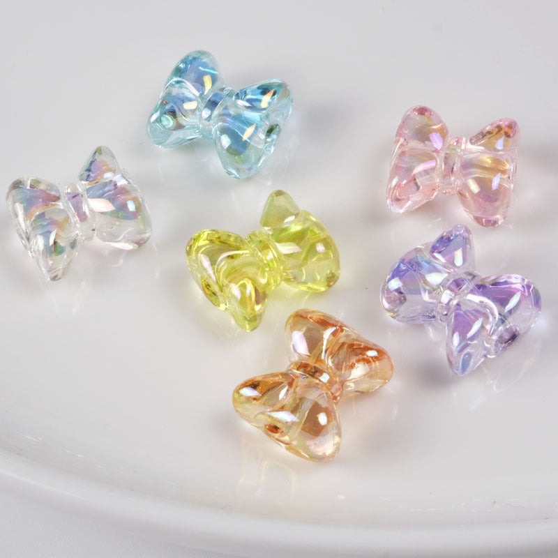 Transparent Plating Bow Acrylic Beads 15.6*14mm Candy Colored 100pcs 10
