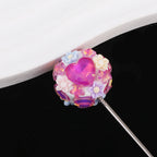 Polymer Clay Heart Rhinestone Beads 25mm Flat Shimmer 6pcs 6