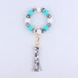 Leopard Print Silicone Bead Tassel Wristlet Keychain 11
