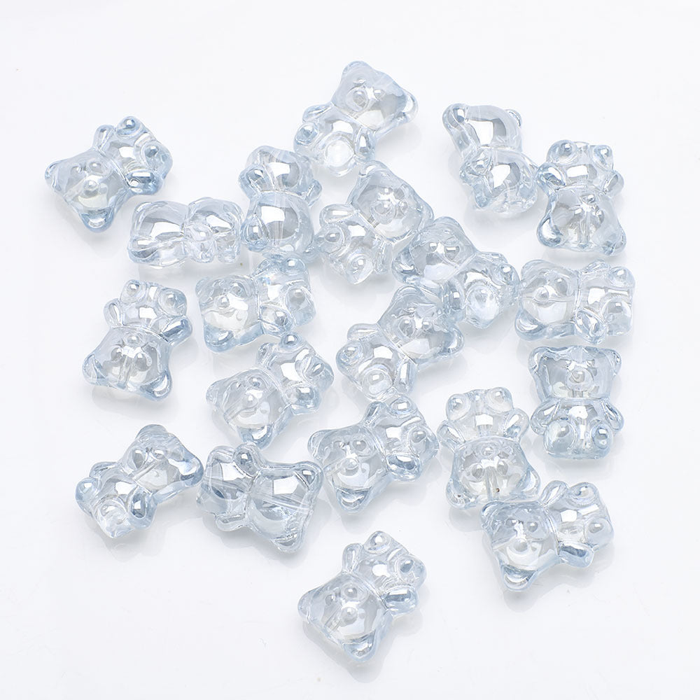 Electroplated Bear Glass Beads 12mm 14mm Mixed Metallic Colors 20pcs 12