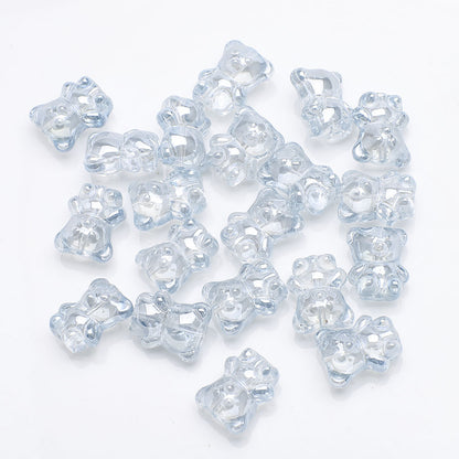 Electroplated Bear Glass Beads 12mm 14mm Mixed Metallic Colors 20pcs 12