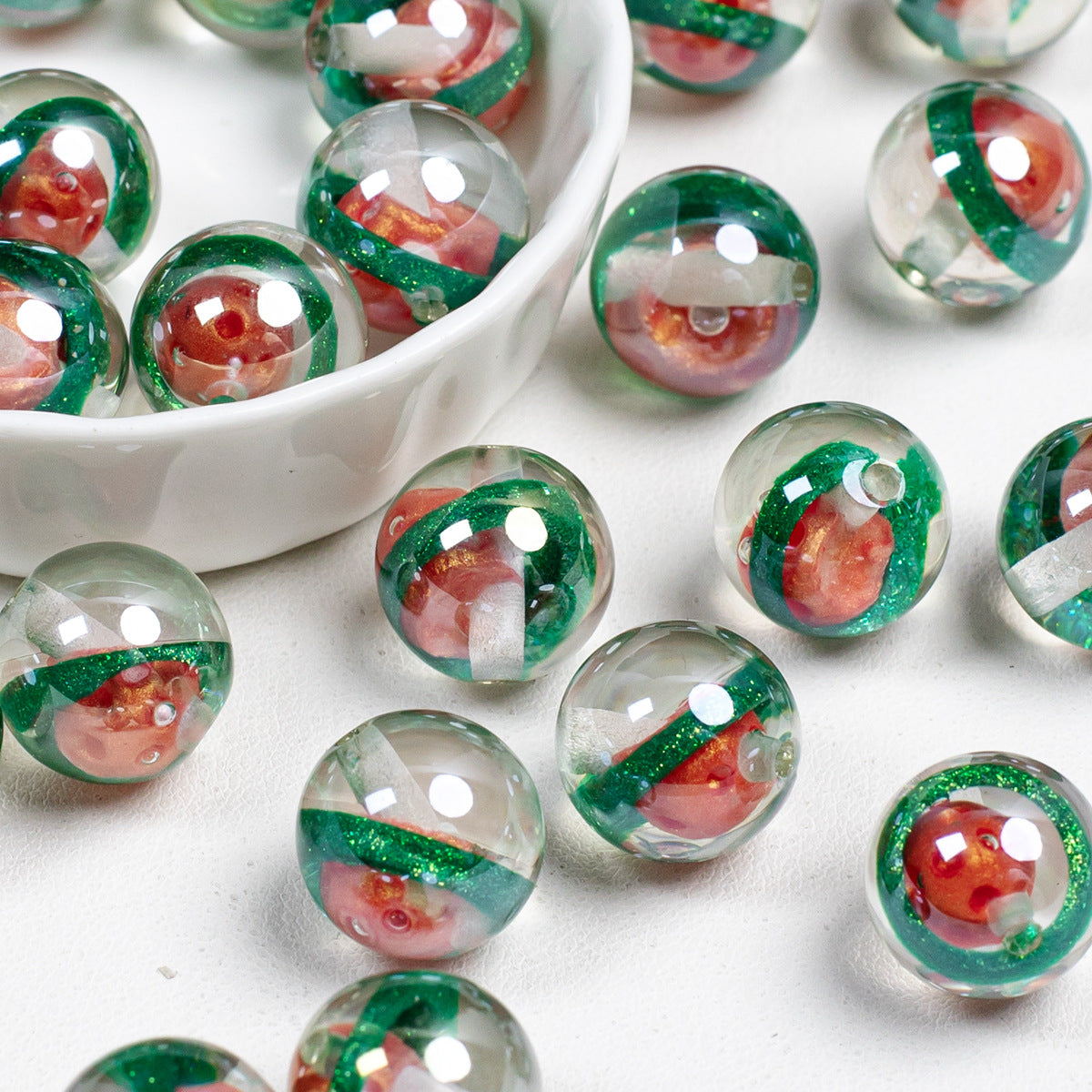 Clear Planet Halo Round Resin Beads 16mm Multicolor 10pcs 17