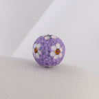 Rhinestone Round Clay Beads 16mm Tiny Daisy Pattern Multicolor 6pcs 4