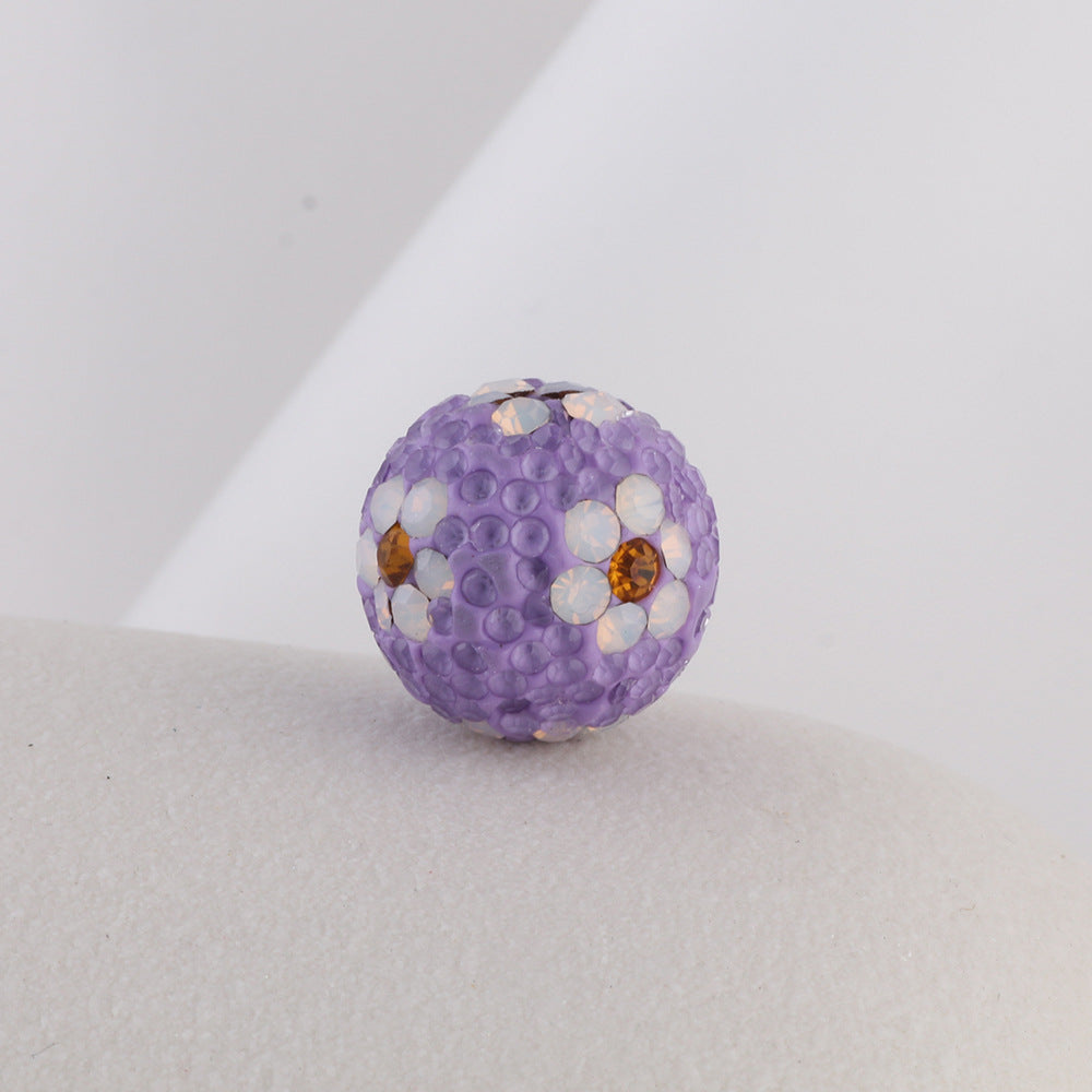 Rhinestone Round Clay Beads 16mm Tiny Daisy Pattern Multicolor 6pcs 4