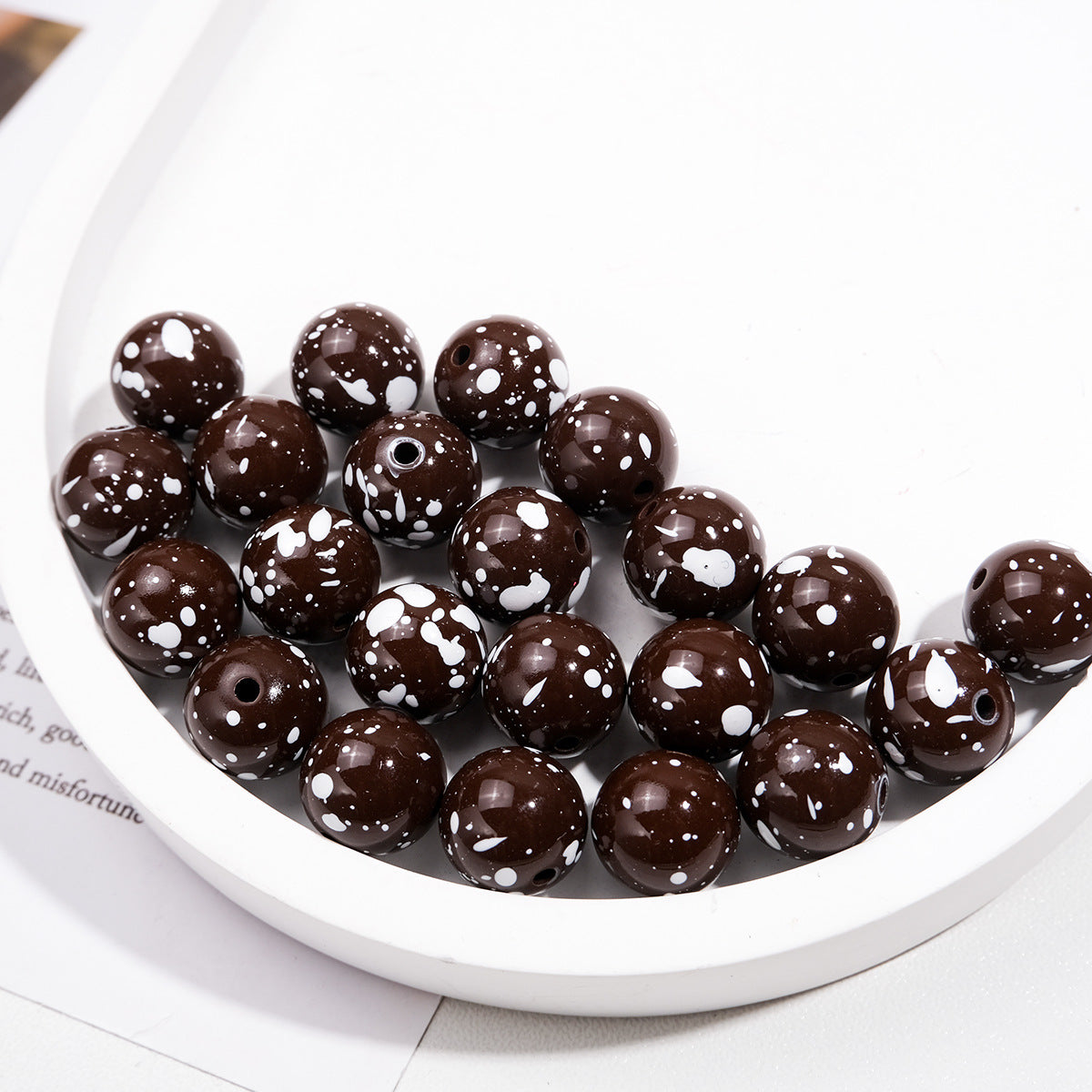 Colorful Speckled Acrylic Beads 12mm Round Mixed Colors 200pcs 13