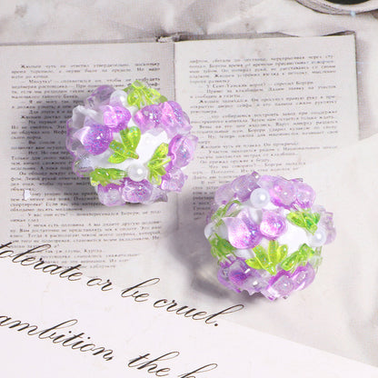 Embellished Bubblegum Beads 20mm Crystal Rose Polymer Clay 5pcs 14