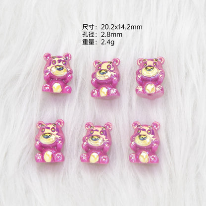 Plating 3D Lotso Resin Beads Glossy Pink Gold 10pcs 7