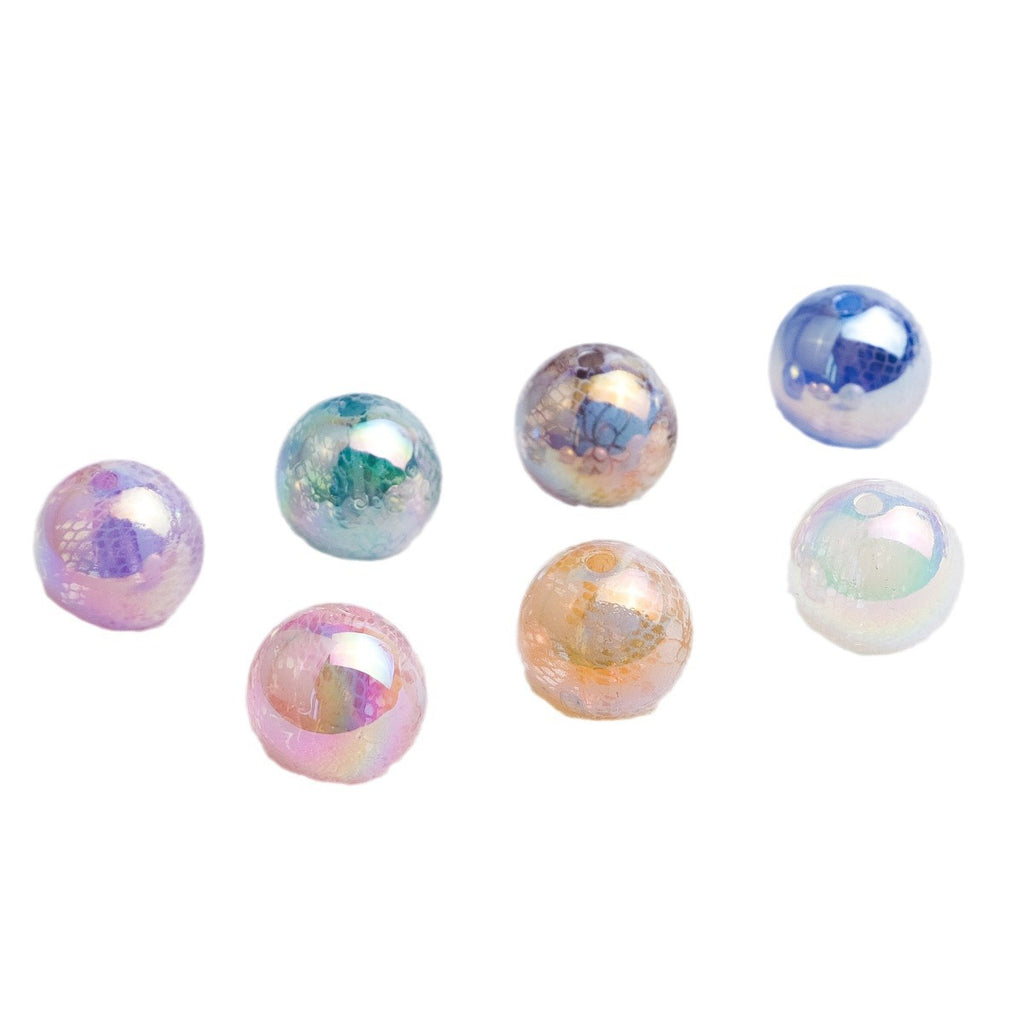 UV Plating Round Acrylic Beads 14mm Lace Printed Mixed Colors 50pcs 2